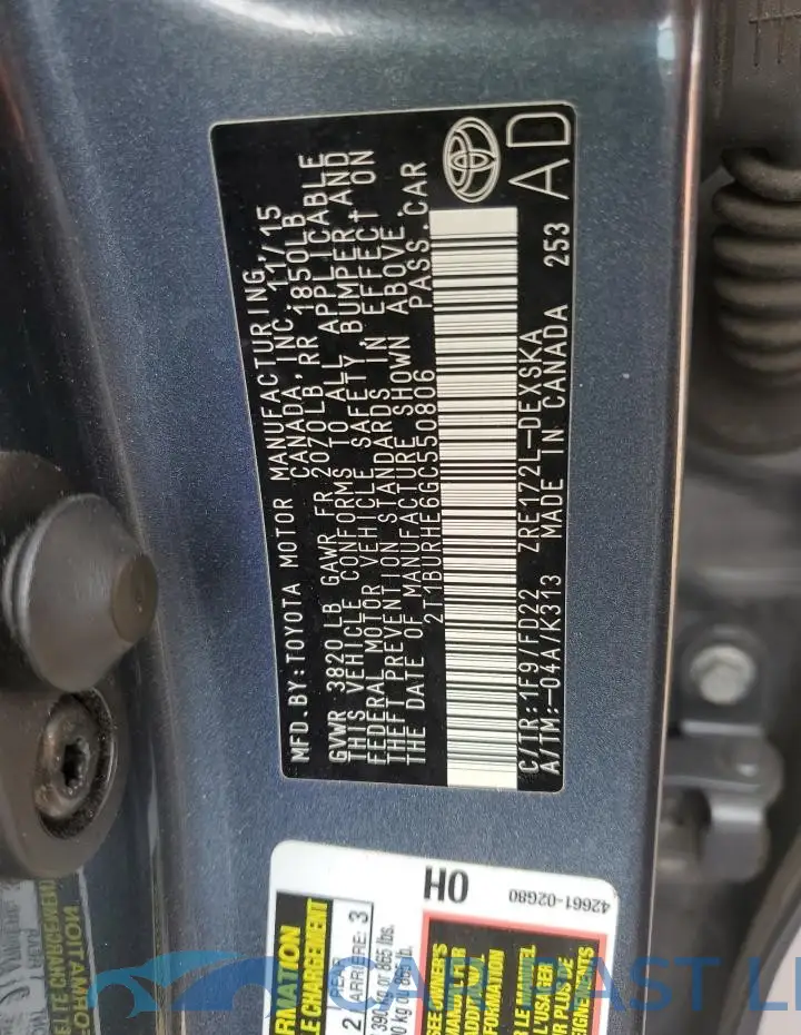 2T1BURHE6GC550806# 12