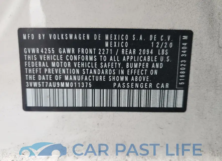 3VW5T7AU9MM011375# 12