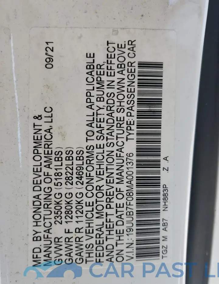 19UUB7F08MA001376# 12
