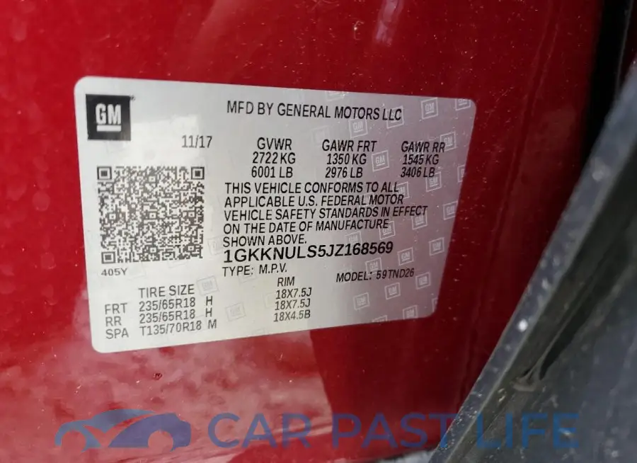 1GKKNULS5JZ168569# 14