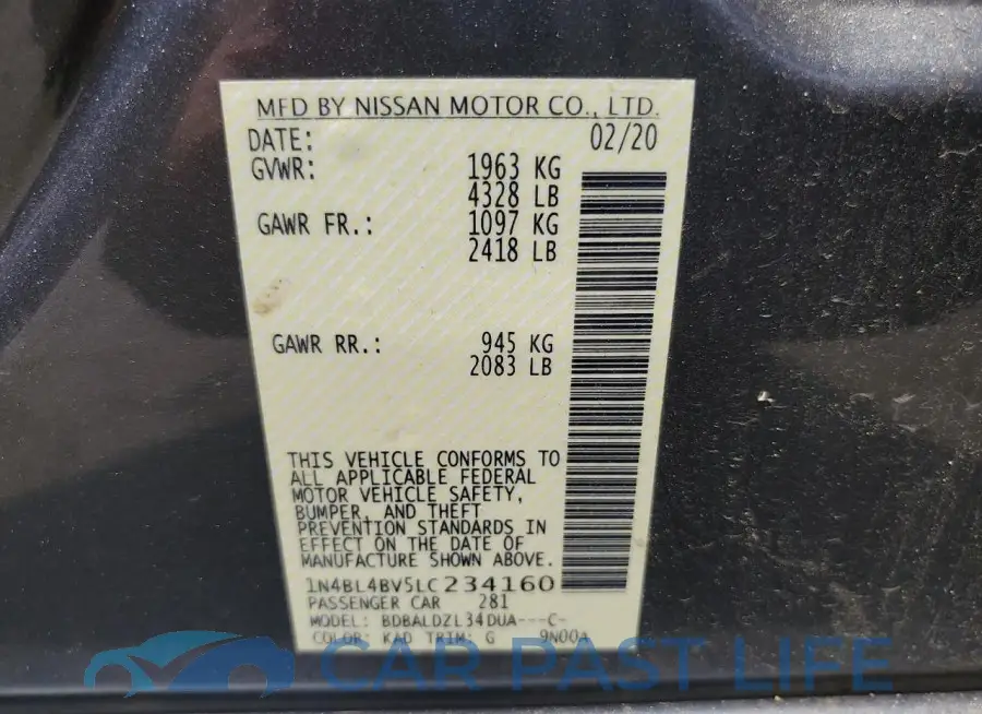 1N4BL4BV5LC234160# 12