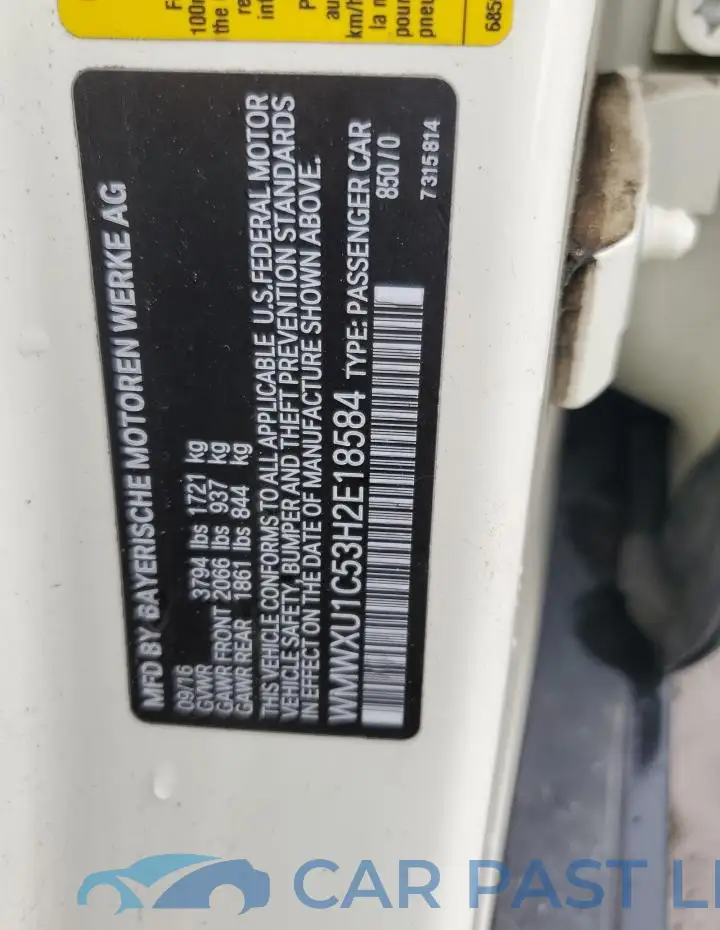 WMWXU1C53H2E18584# 12