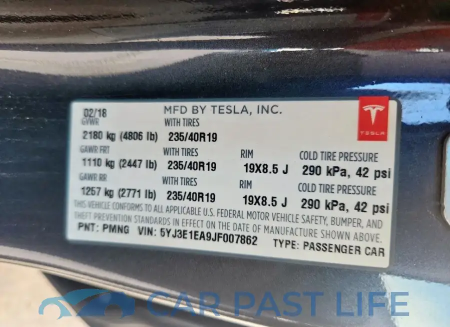 5YJ3E1EA9JF007862# 12