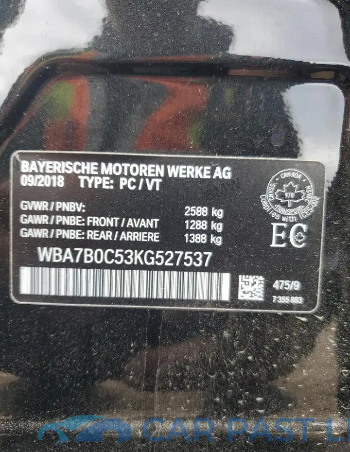 WBA7B0C53KG527537# 13