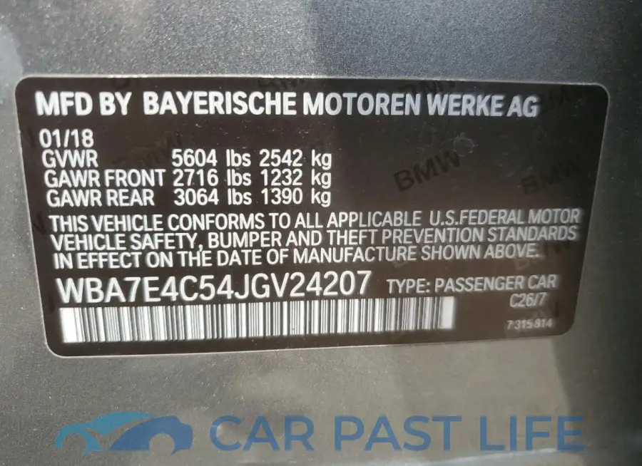 WBA7E4C54JGV24207# 12