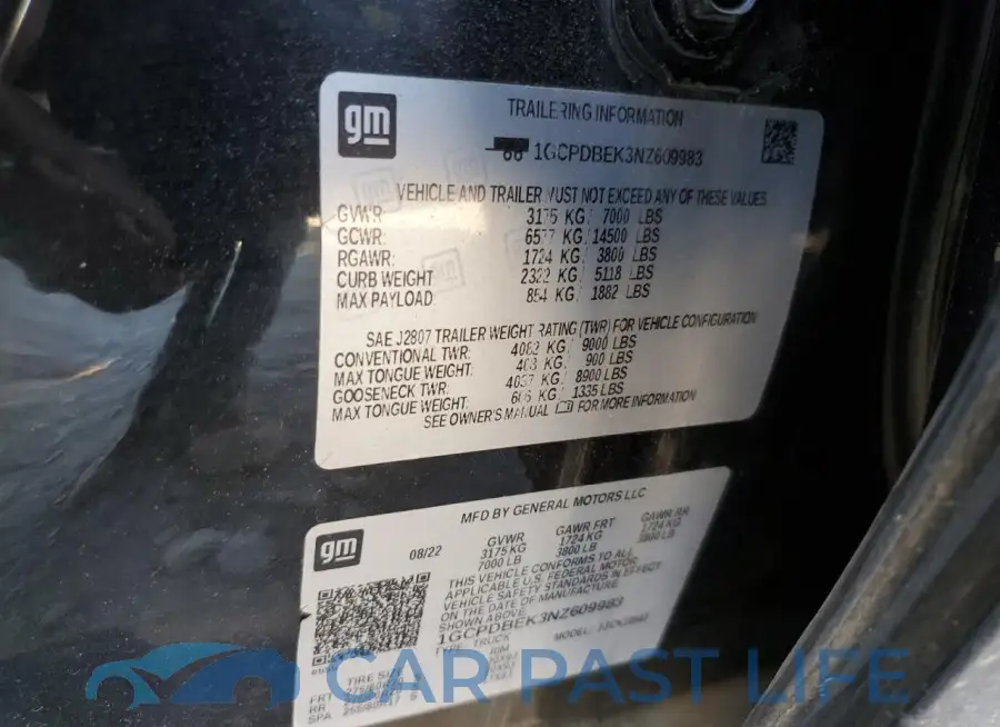 1GCPDBEK3NZ609983# 12