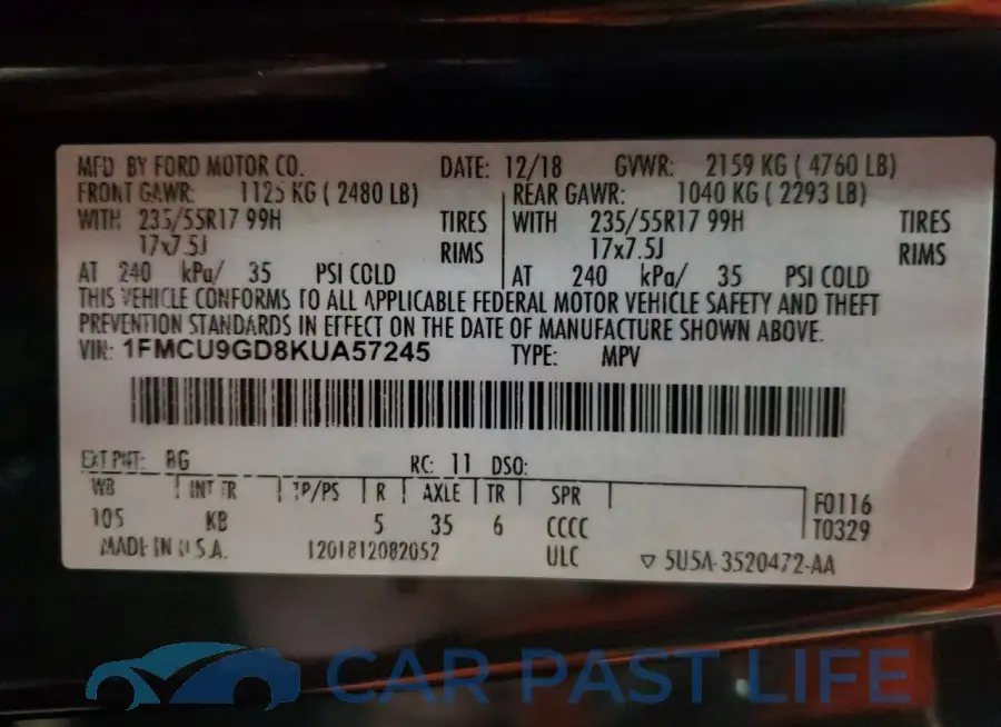 1FMCU9GD8KUA57245# 13