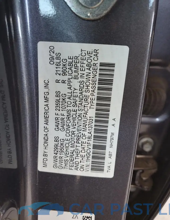 1HGCV1F18LA137031# 12