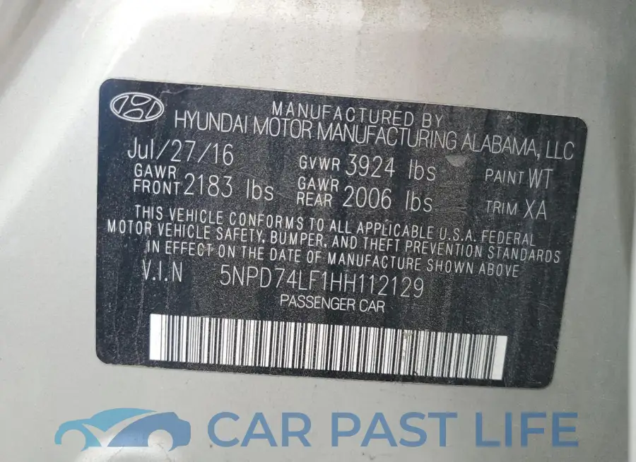 5NPD74LF1HH112129# 12