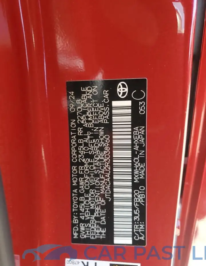 JTDACAAU2R3038960# 12