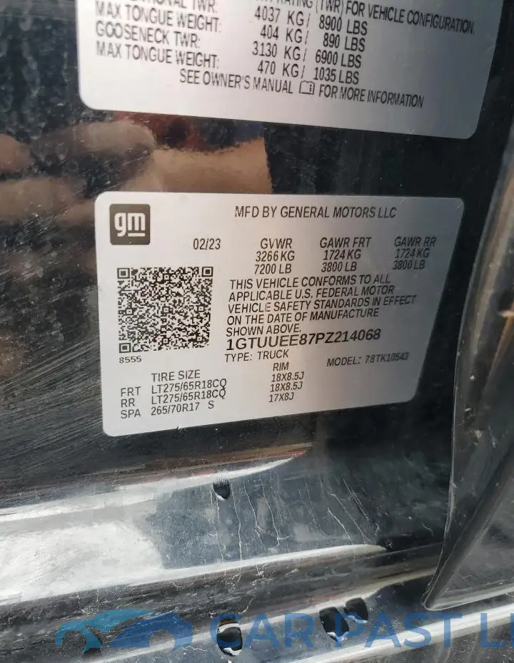 1GTUUEE87PZ214068# 12
