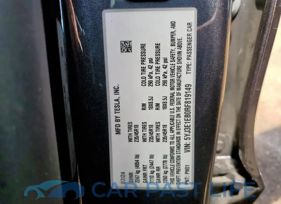 5YJ3E1EB0RF819149# 12