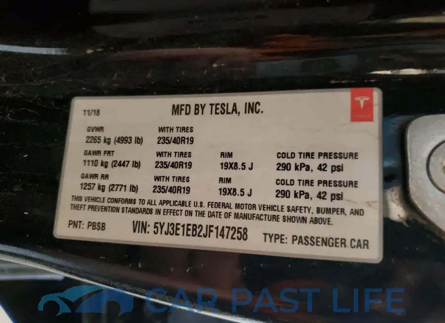 5YJ3E1EB2JF147258# 12