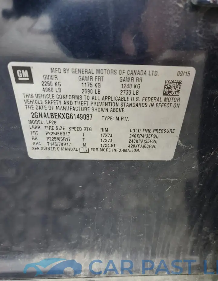 2GNALBEKXG6149087# 13