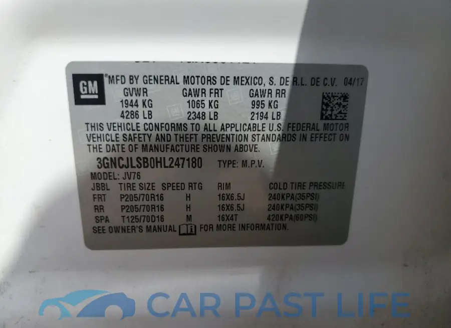 3GNCJLSB0HL247180# 13