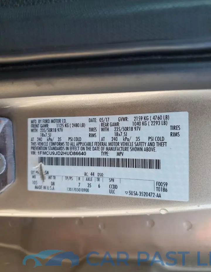 1FMCU9JD2HUD86640# 13