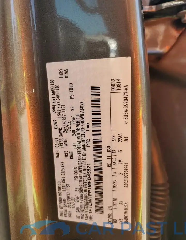 1FTEW1EP1MFB45521# 12