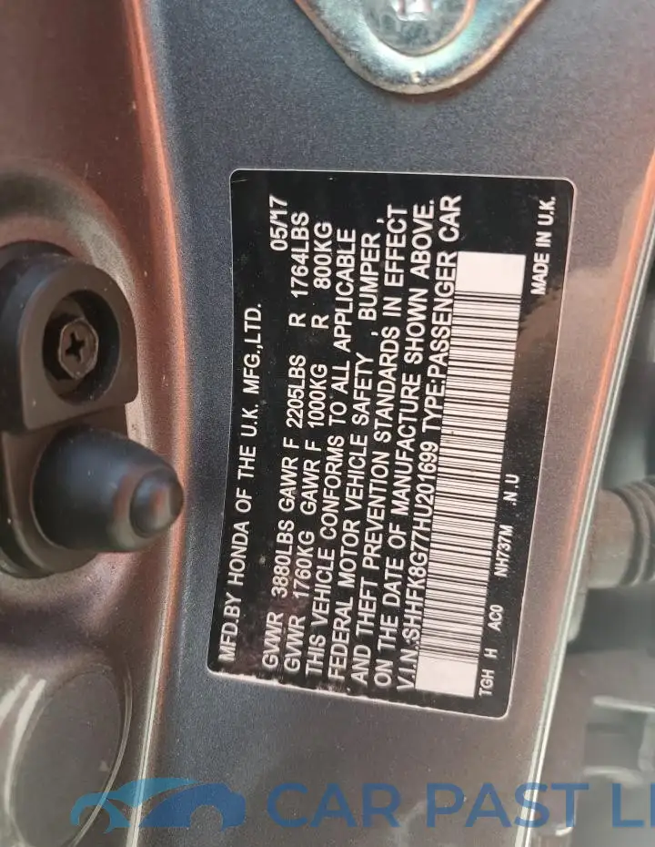 SHHFK8G77HU201699# 12