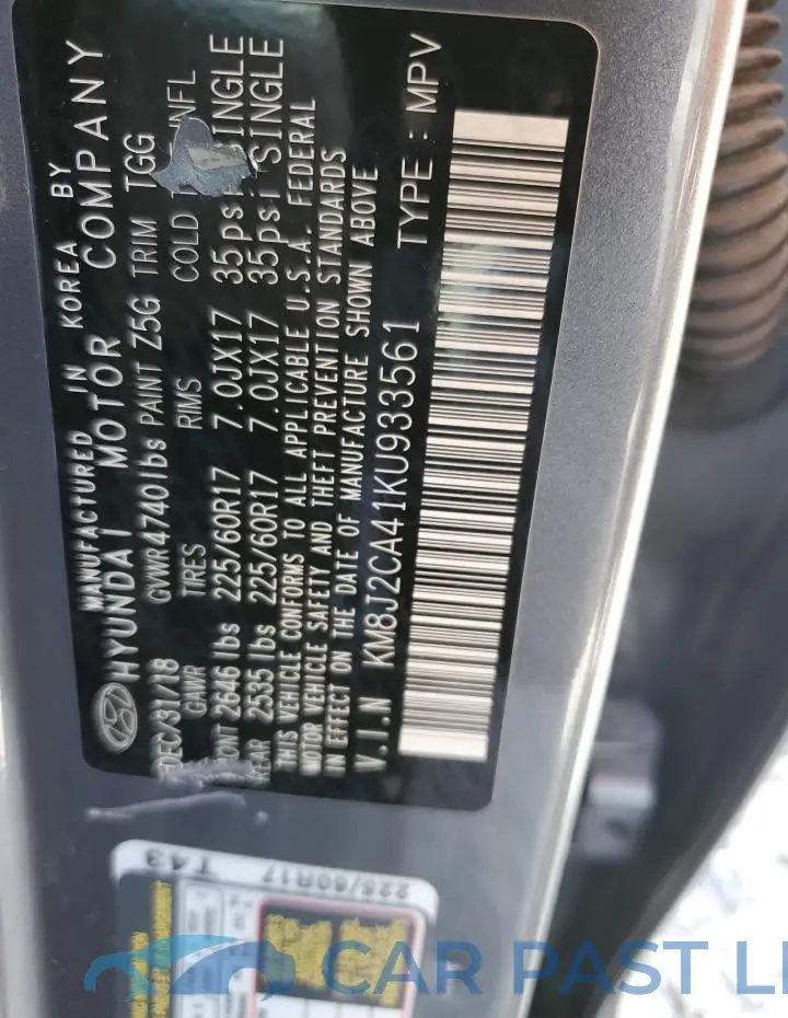 KM8J2CA41KU933561# 14