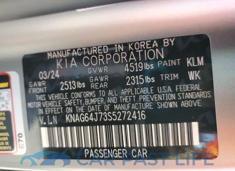 KNAG64J73S5272416# 12