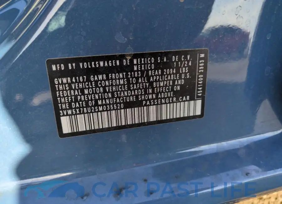 3VW5X7BU2SM035520# 12