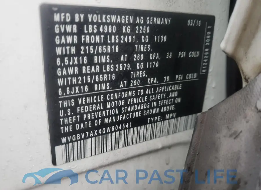 WVGBV7AX4GW604541# 13