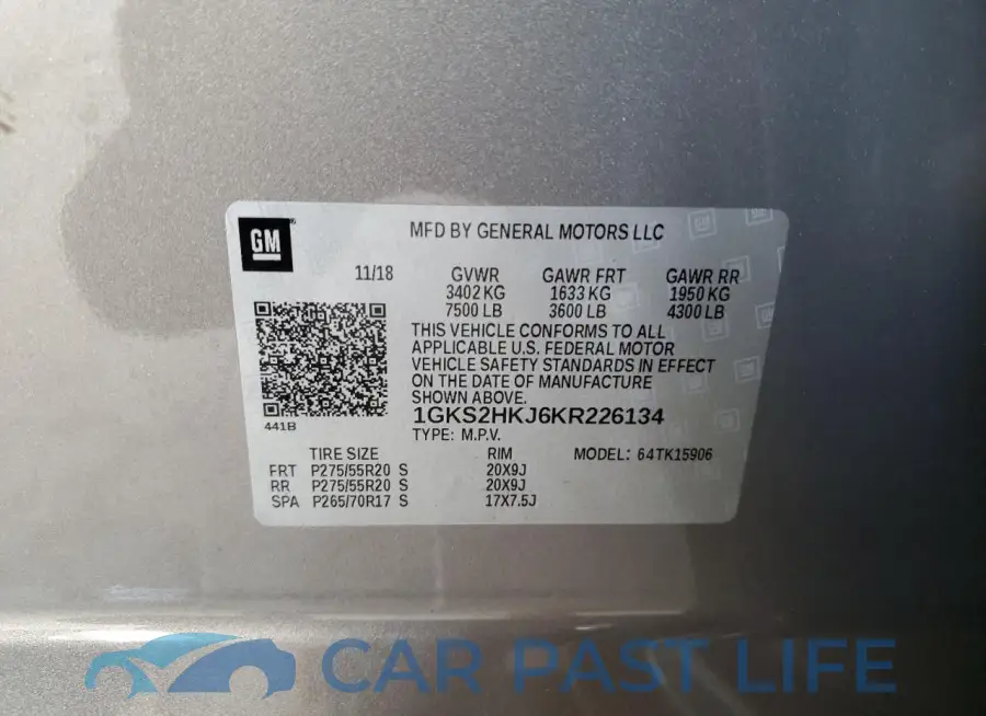 1GKS2HKJ6KR226134# 13