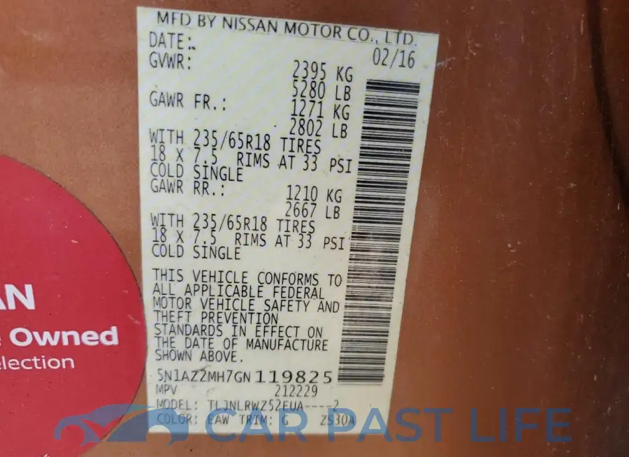 5N1AZ2MH7GN119825# 13