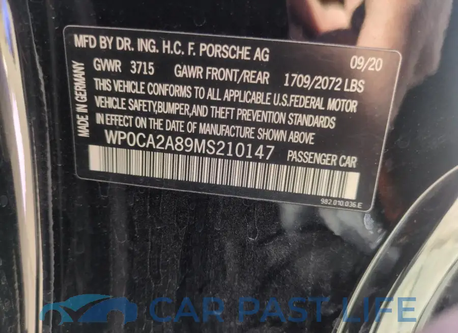 WP0CA2A89MS210147# 13