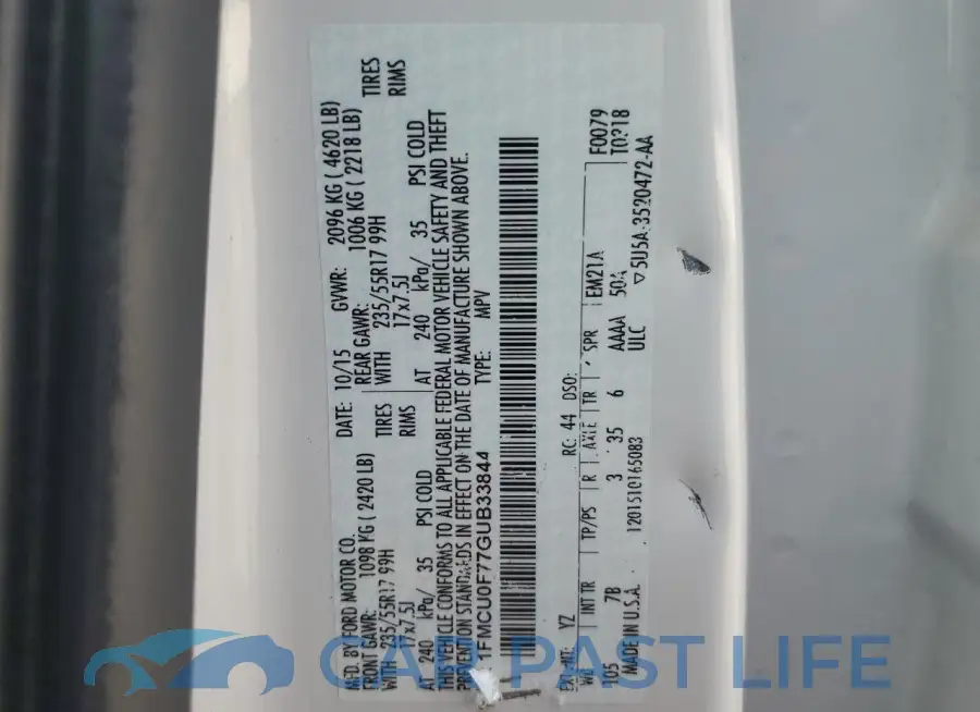 1FMCU0F77GUB33844# 14