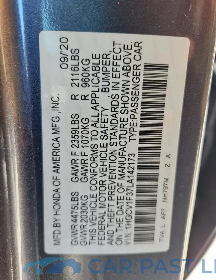 1HGCV1F37LA142173# 12