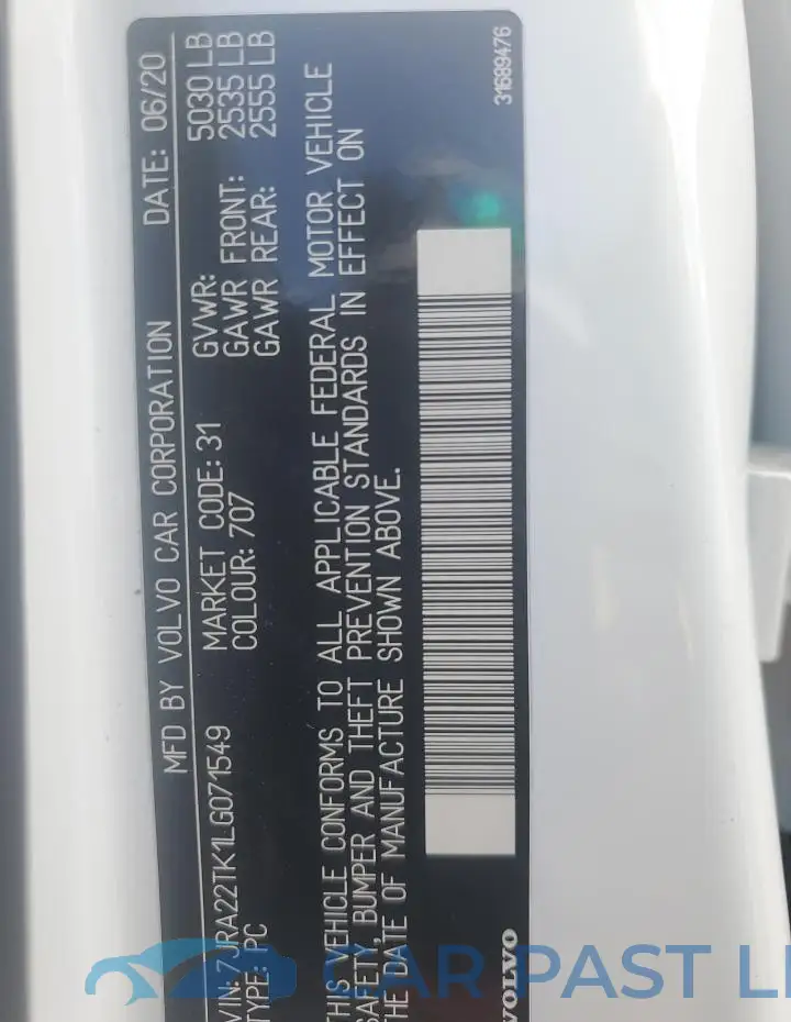 7JRA22TK1LG071549# 12