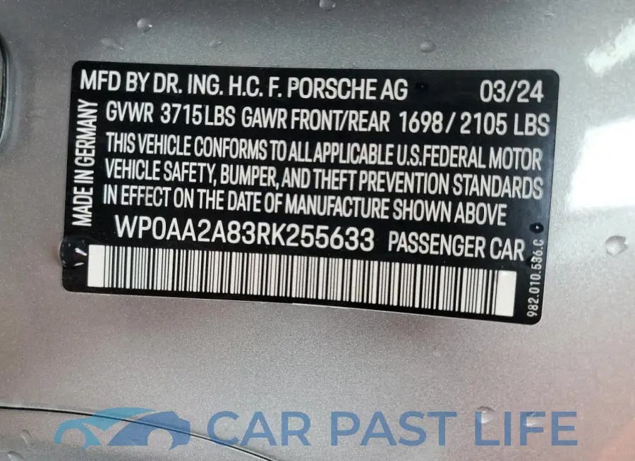 WP0AA2A83RK255633# 13