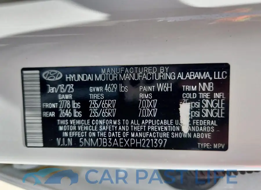 5NMJB3AEXPH221397# 13