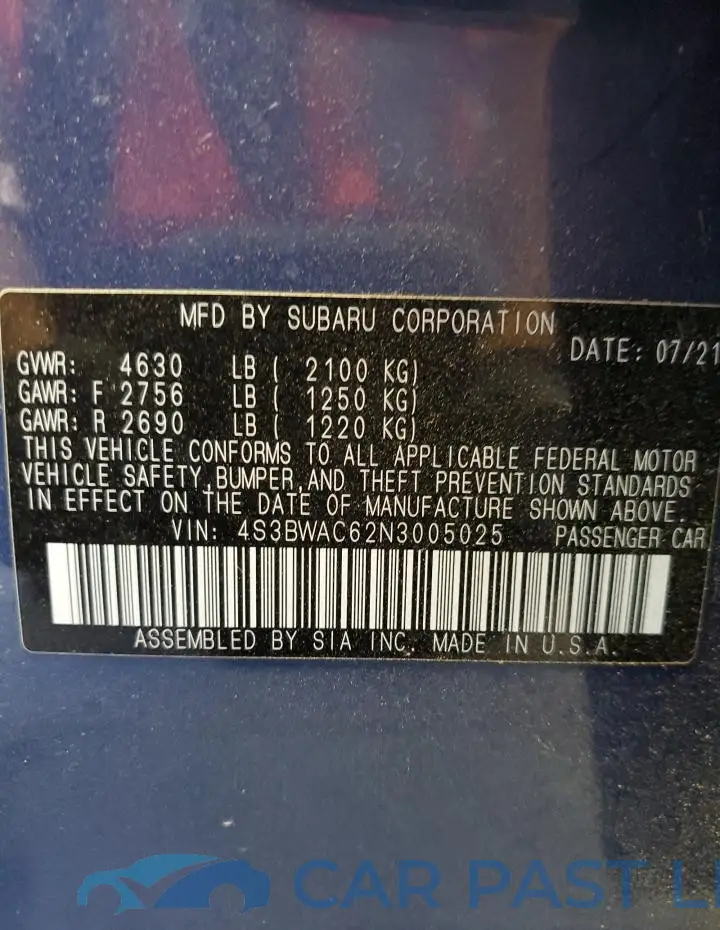 4S3BWAC62N3005025# 13