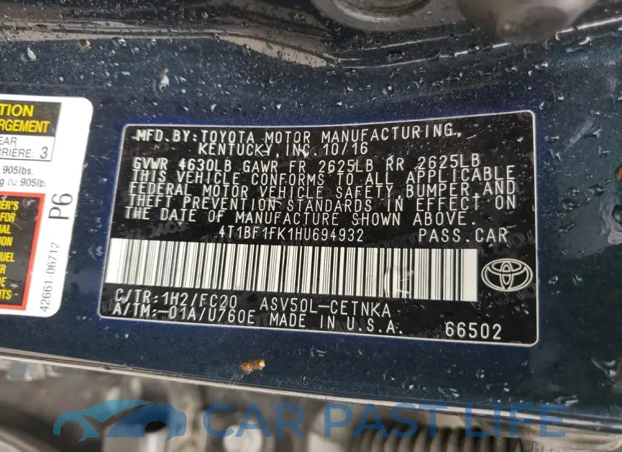 4T1BF1FK1HU694932# 12