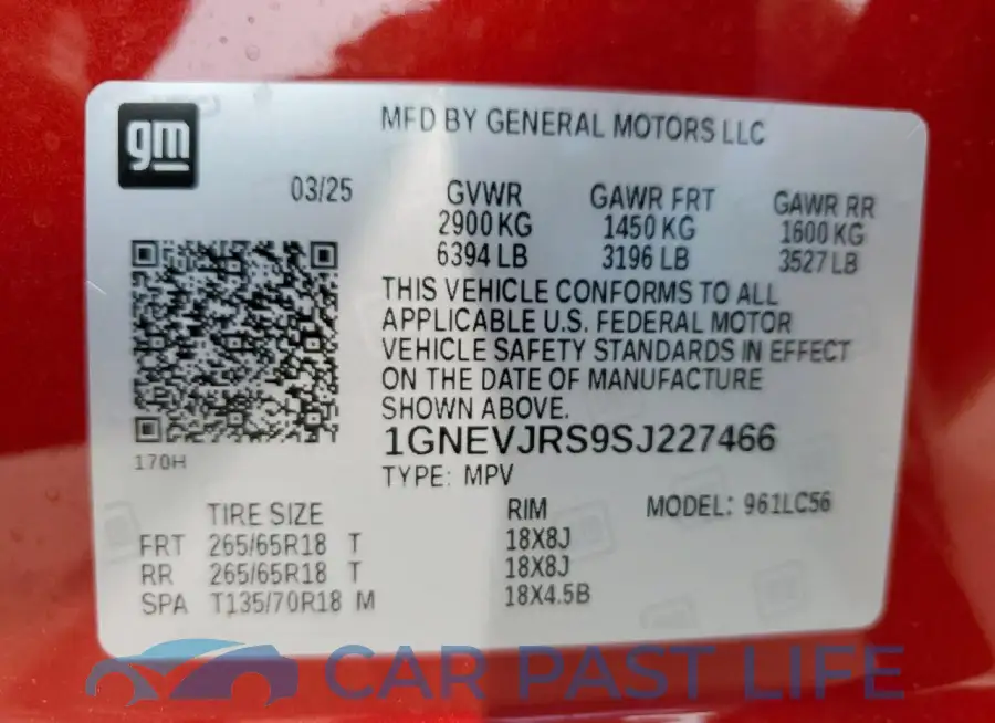 1GNEVJRS9SJ227466# 13