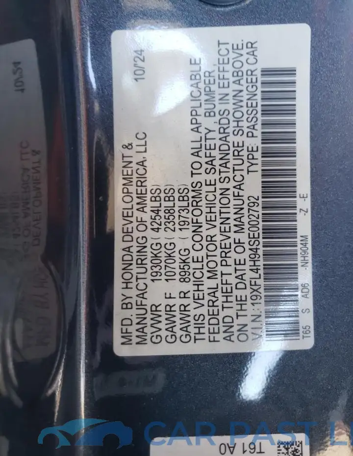 19XFL4H94SE002792# 13