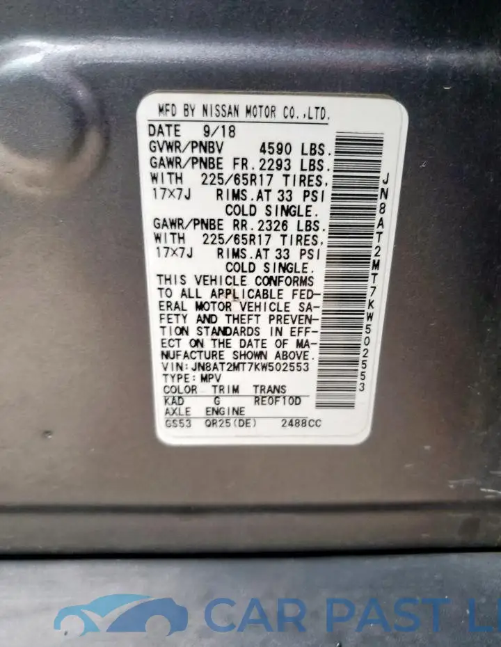 JN8AT2MT7KW502553# 13