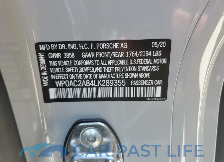 WP0AC2A84LK289355# 13
