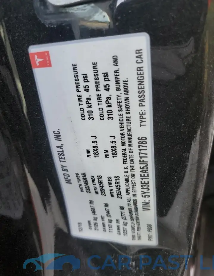5YJ3E1EA5JF171786# 12