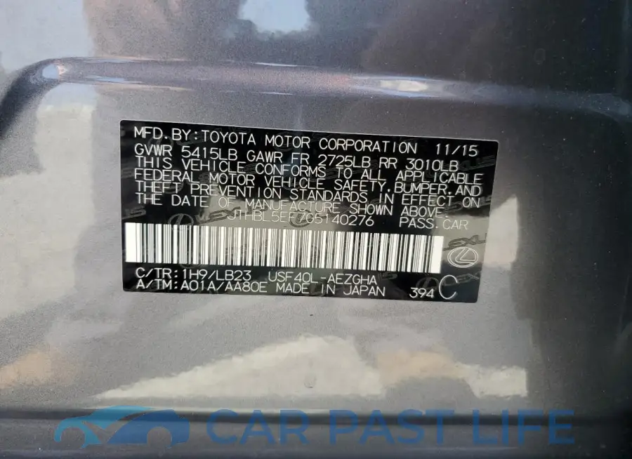 JTHBL5EF7G5140276# 13