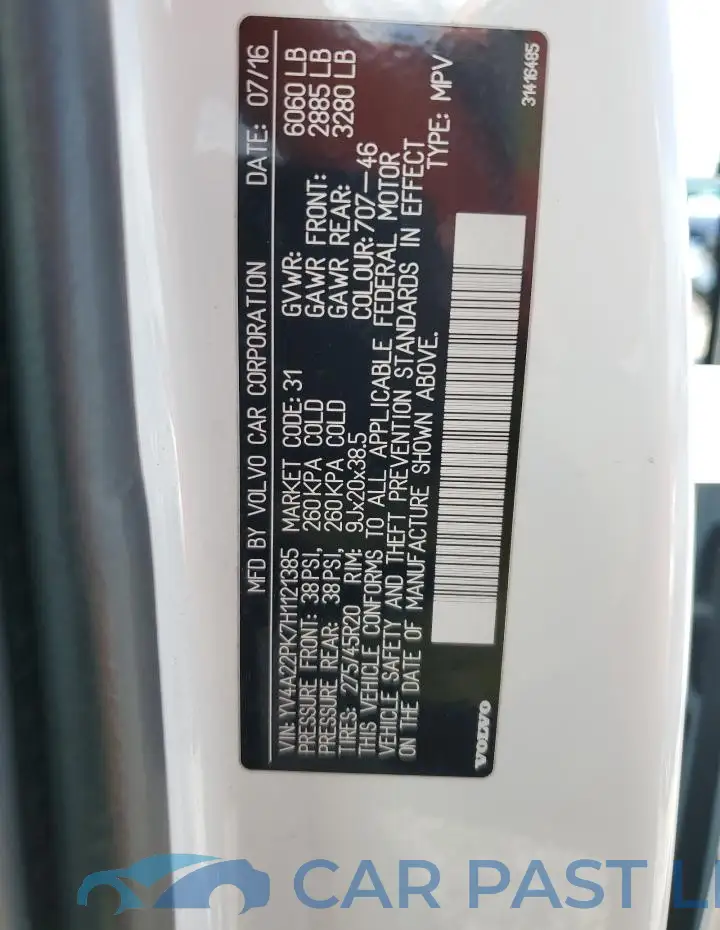 YV4A22PK7H1121385# 14