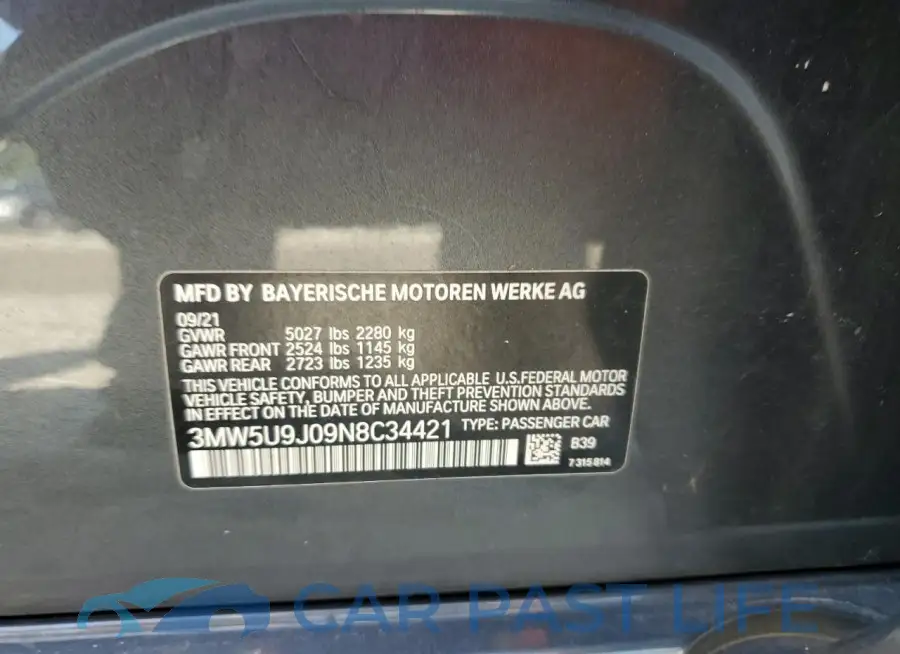 3MW5U9J09N8C34421# 12