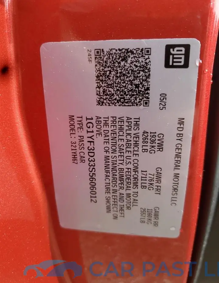 1G1YF3D33S5606012# 12