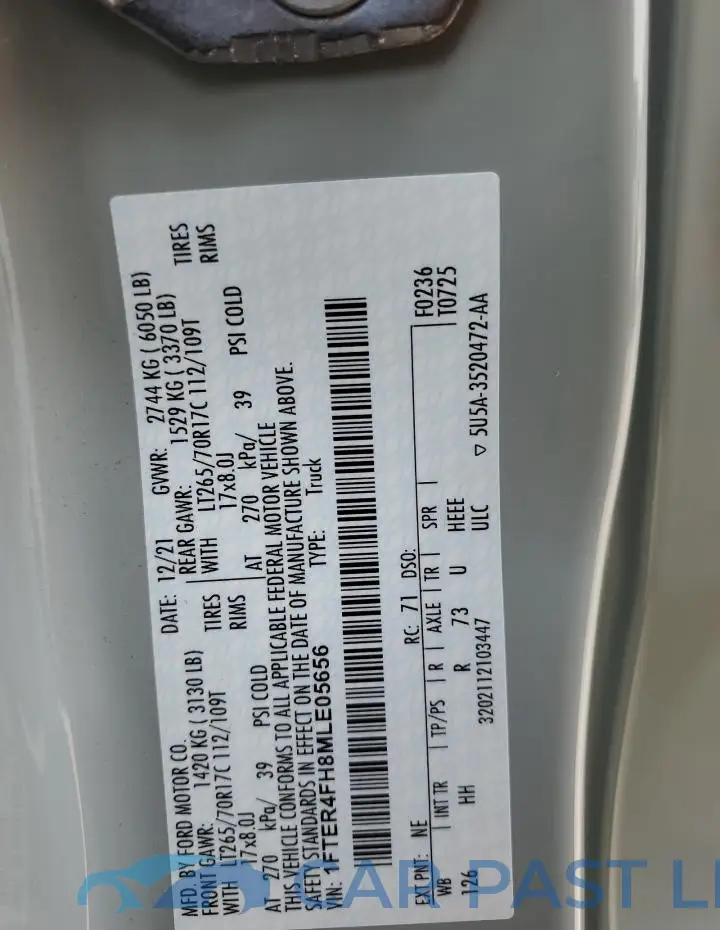 1FTER4FH8MLE05656# 12