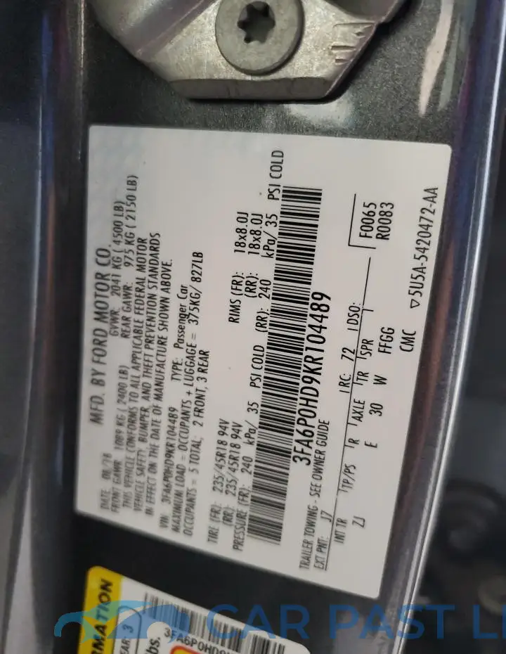 3FA6P0HD9KR104489# 12