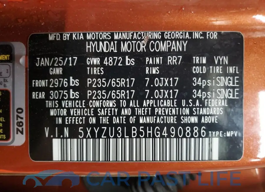 5XYZU3LB5HG490886# 14