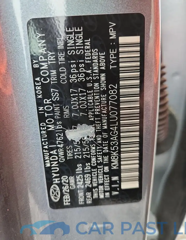 KM8K53AG4LU077082# 13