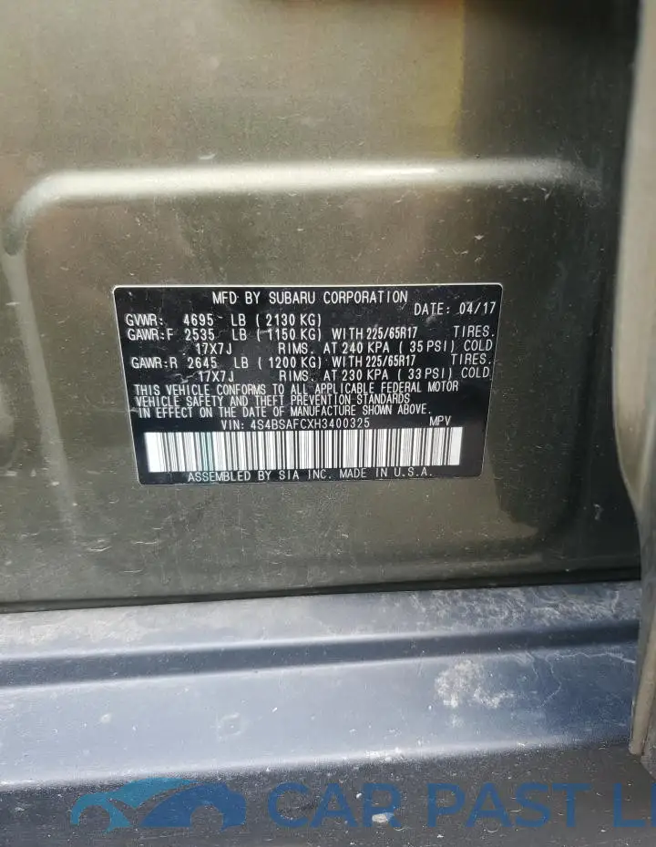 4S4BSAFCXH3400325# 14